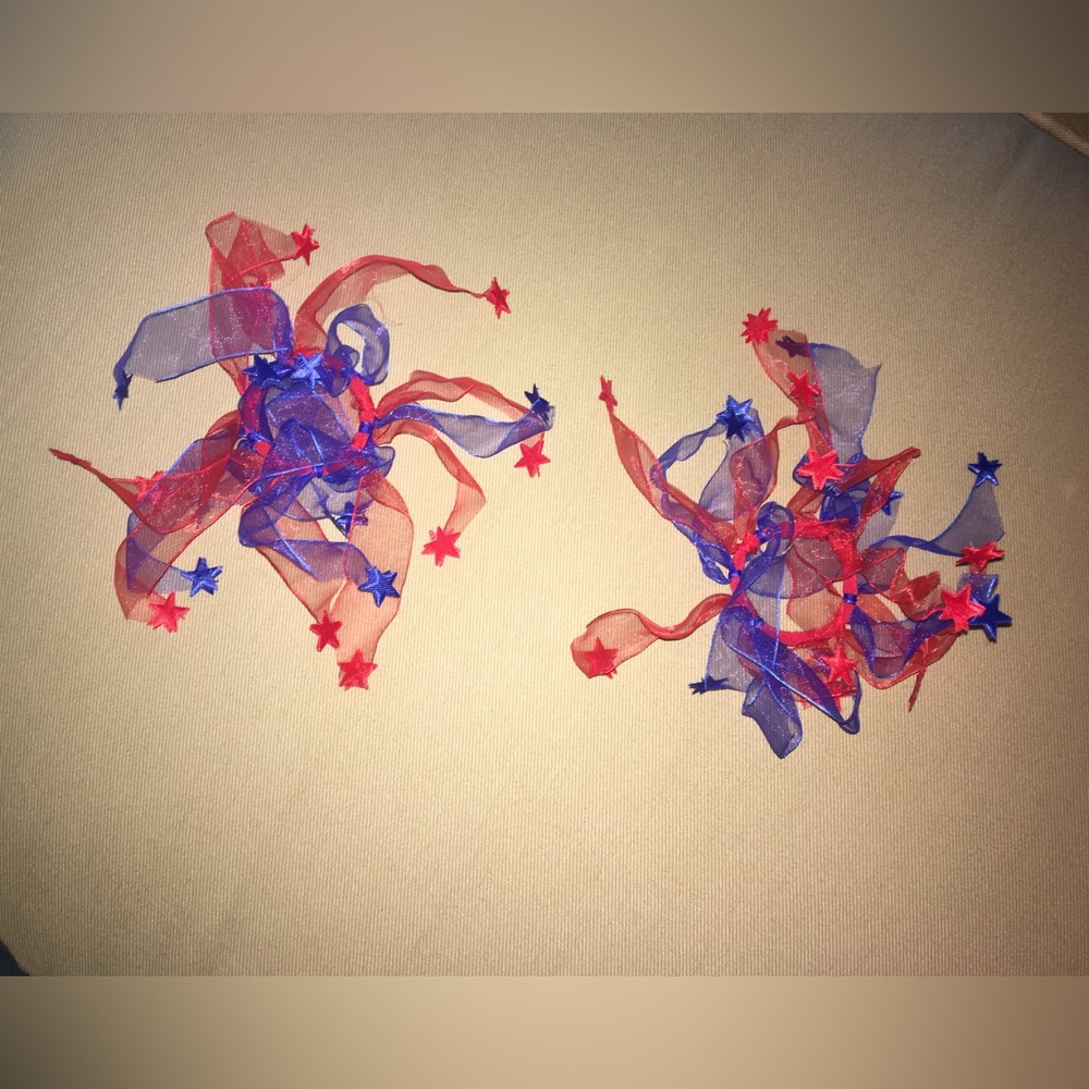 Hobby Lobby patriotic red and blue hair scrunchies with stars. Never used.